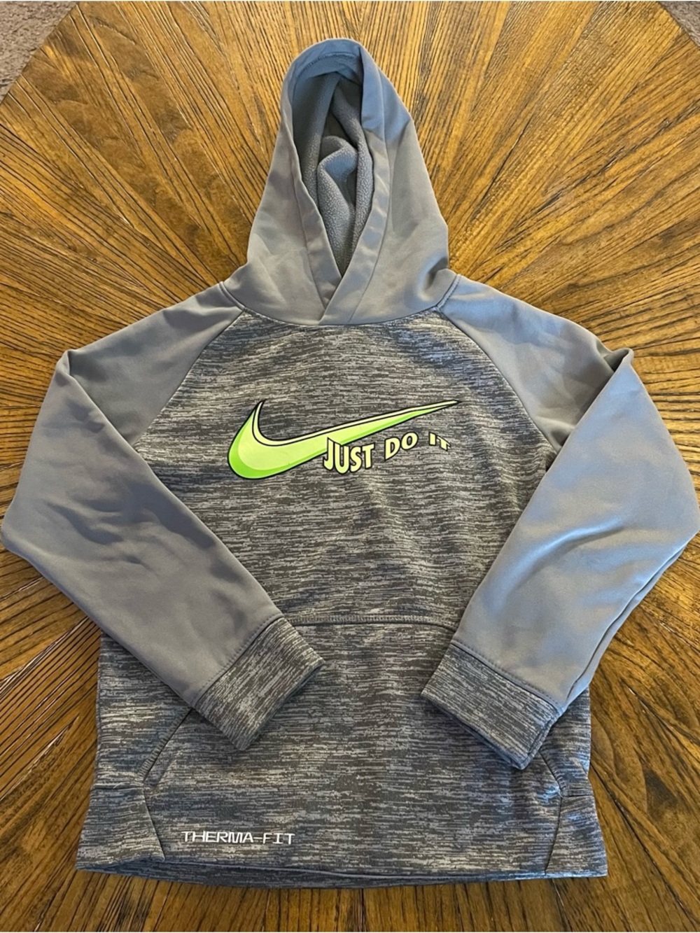 Nike Grey Heather Therma-FIT Youth Pullover with Black Swoosh